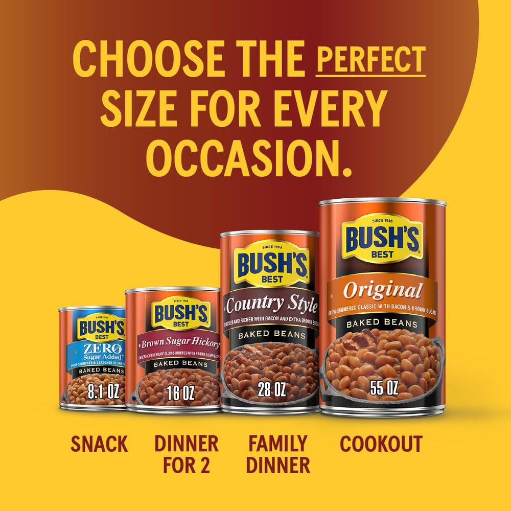 Bush's Best pack de 12 latas apiladas, ahorro y almacenamiento prolongado