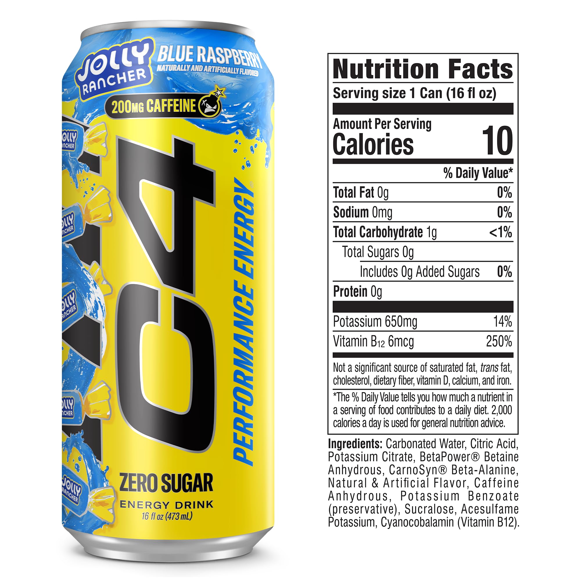 C4 etiqueta con ingredientes y beneficios para rendimiento y hidratación