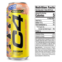 C4 lata Jolly Rancher Peach en mano para comparar tamaño, práctico para entrenar