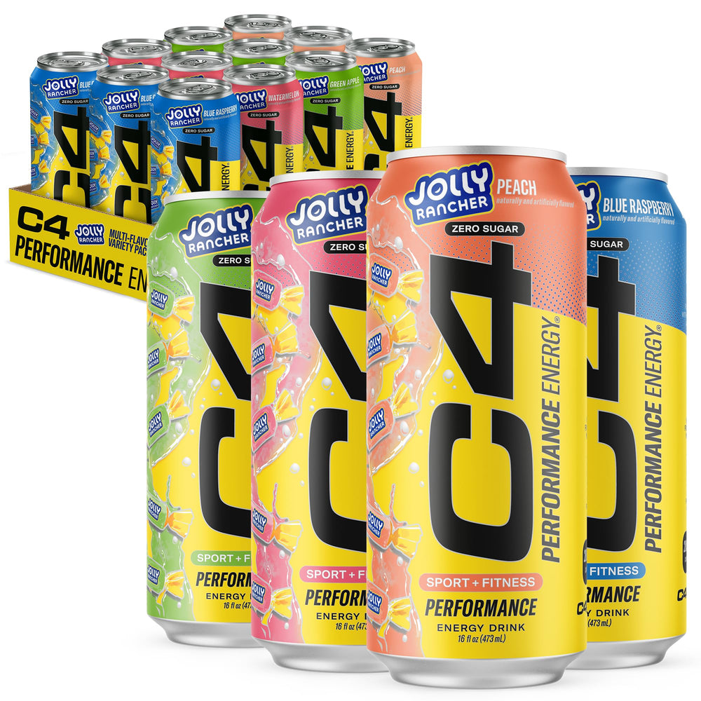 C4 pack Jolly Rancher frontal mostrando 12 latas y diseño vibrante
