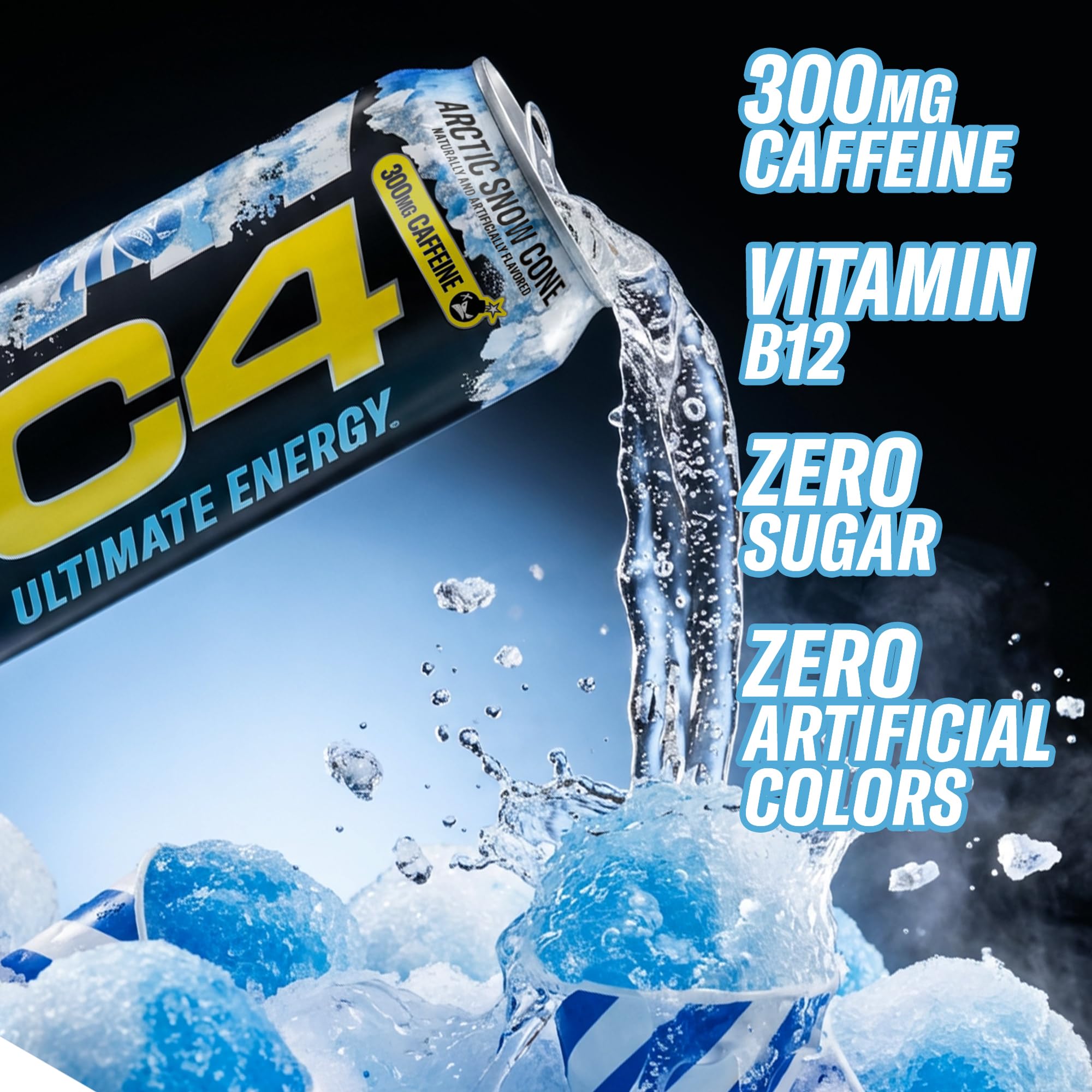 Paquete de 12 latas C4 Ultimate Arctic Snow Cone ideal para almacenamiento