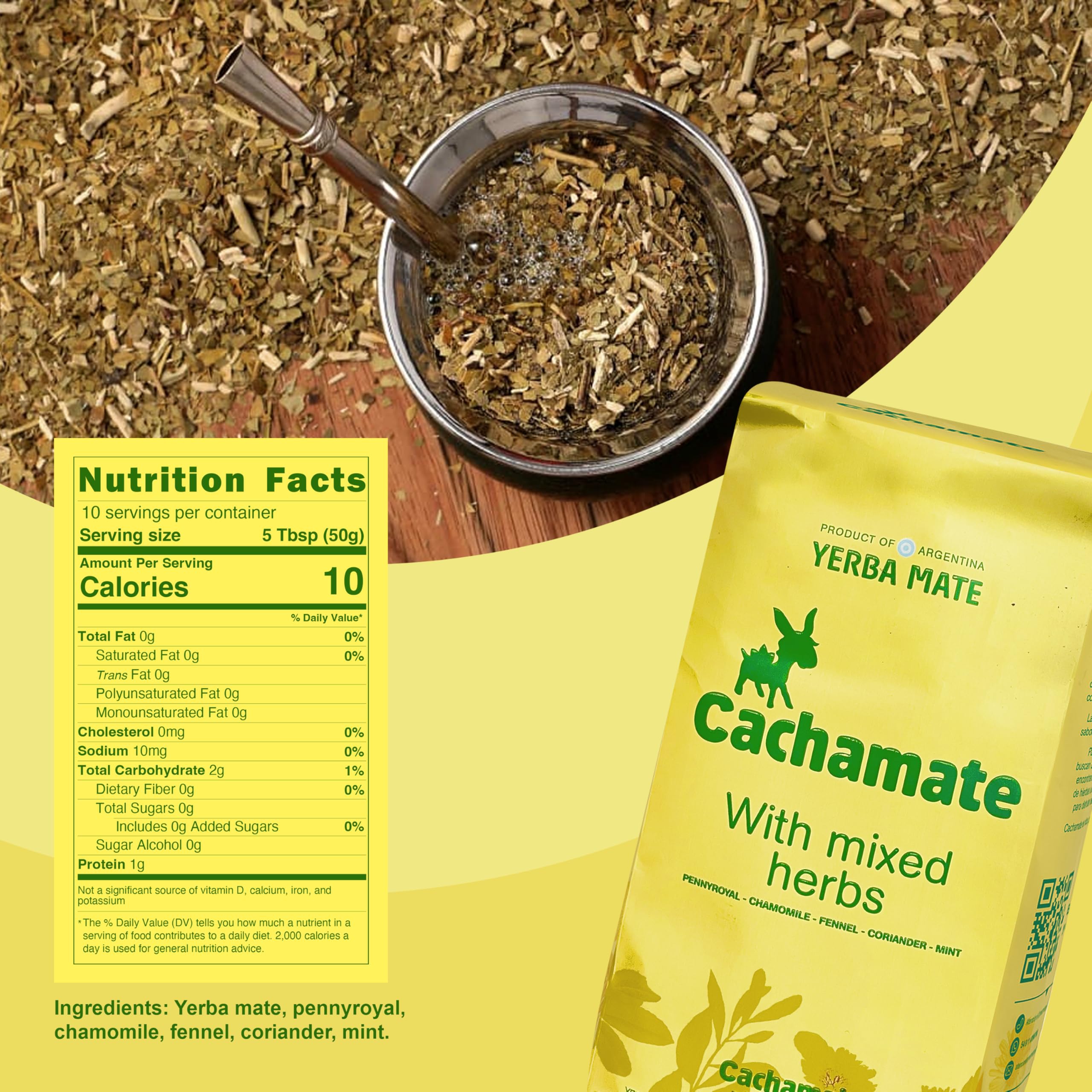 CACHAMATE detalle de hojas y hierbas muestra mezcla y textura aromática