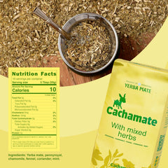 CACHAMATE detalle de hojas y hierbas muestra mezcla y textura aromática