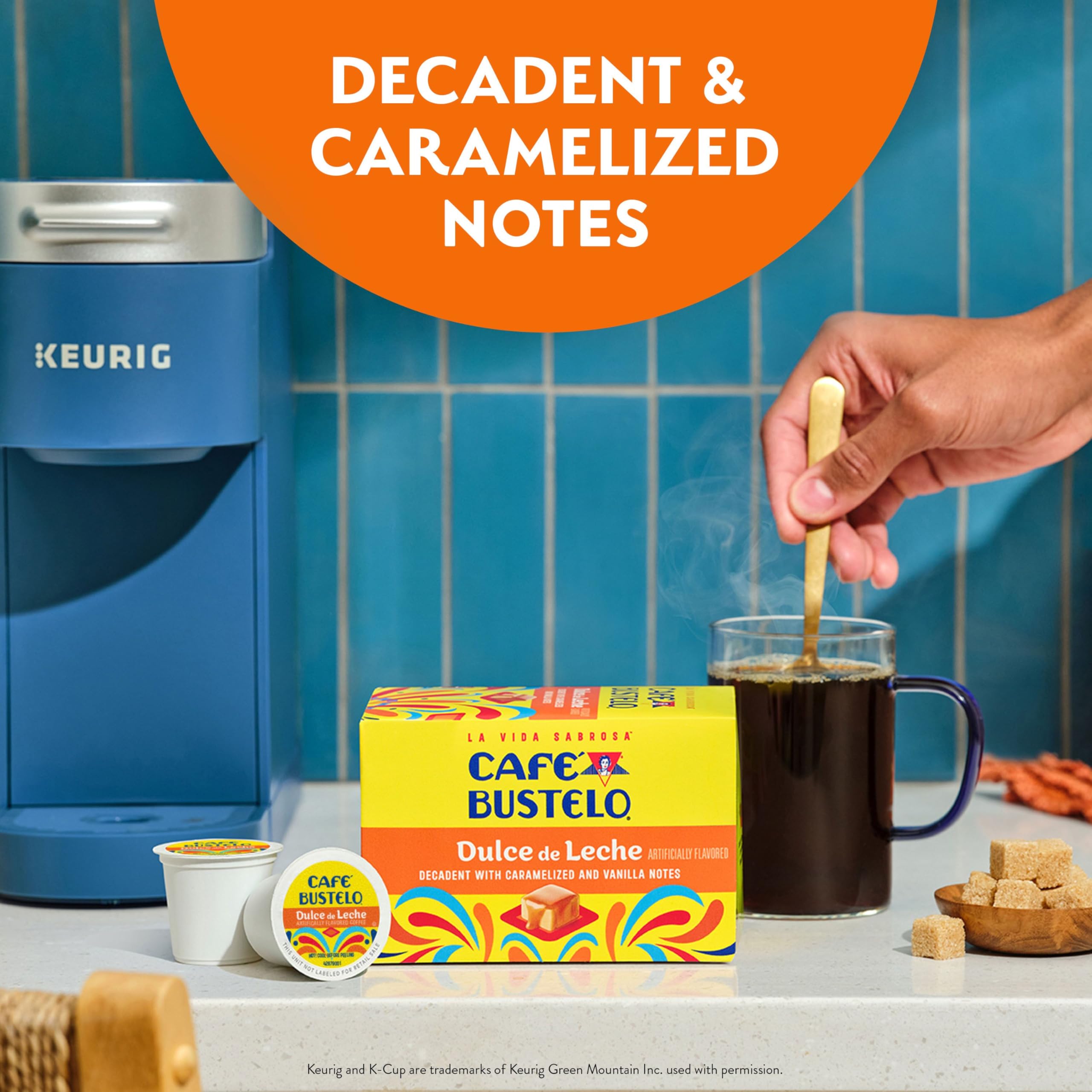 Café Bustelo etiqueta con información del producto y tradición desde 1928