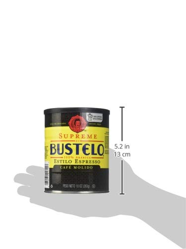 Cafe Bustelo espresso en taza con crema para resultado intenso