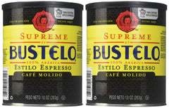 Cafe Bustelo pack de dos latas comparado con taza para escala