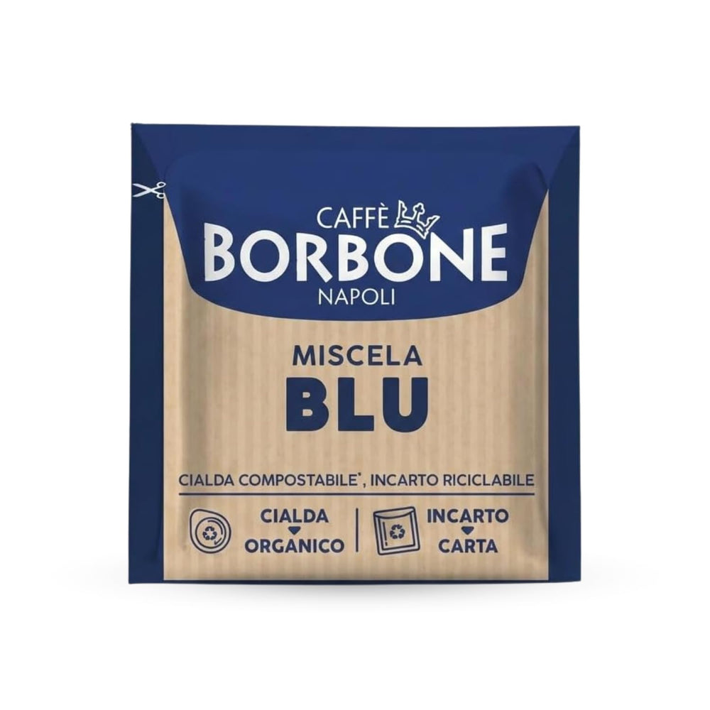 Caffè Borbone detalle de cápsula 44mm textura de papel y beneficio compostable