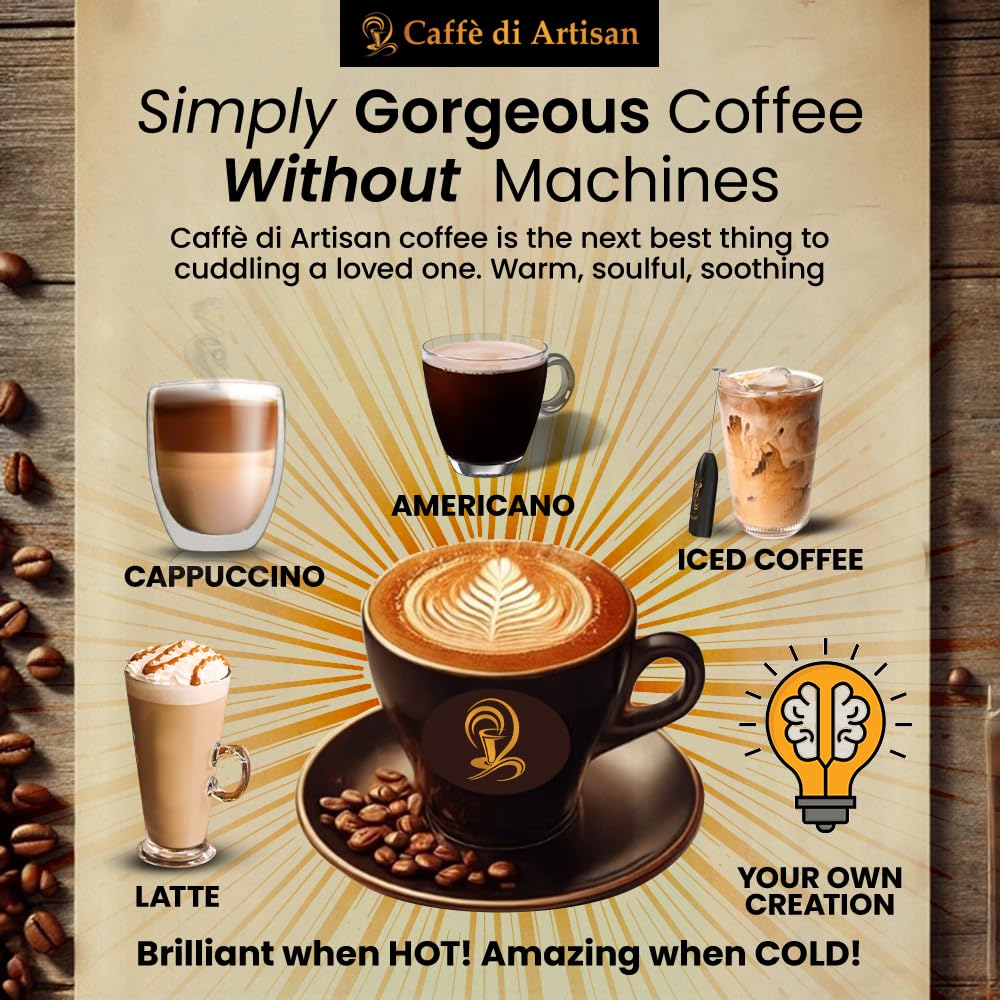 Caffè di Artisan botella en mano para visualizar tamaño y portabilidad