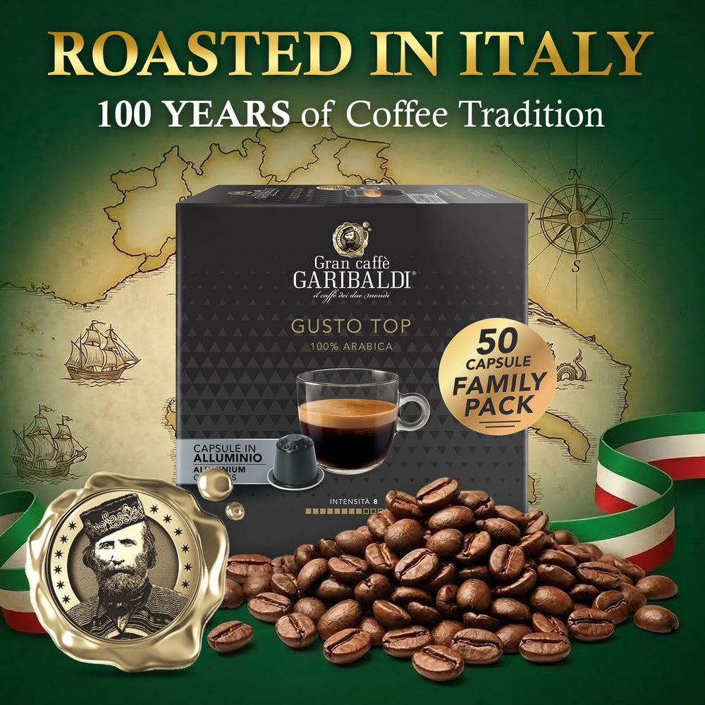 Caffè Garibaldi textura de crema de espresso en primer plano, beneficio sabor rico
