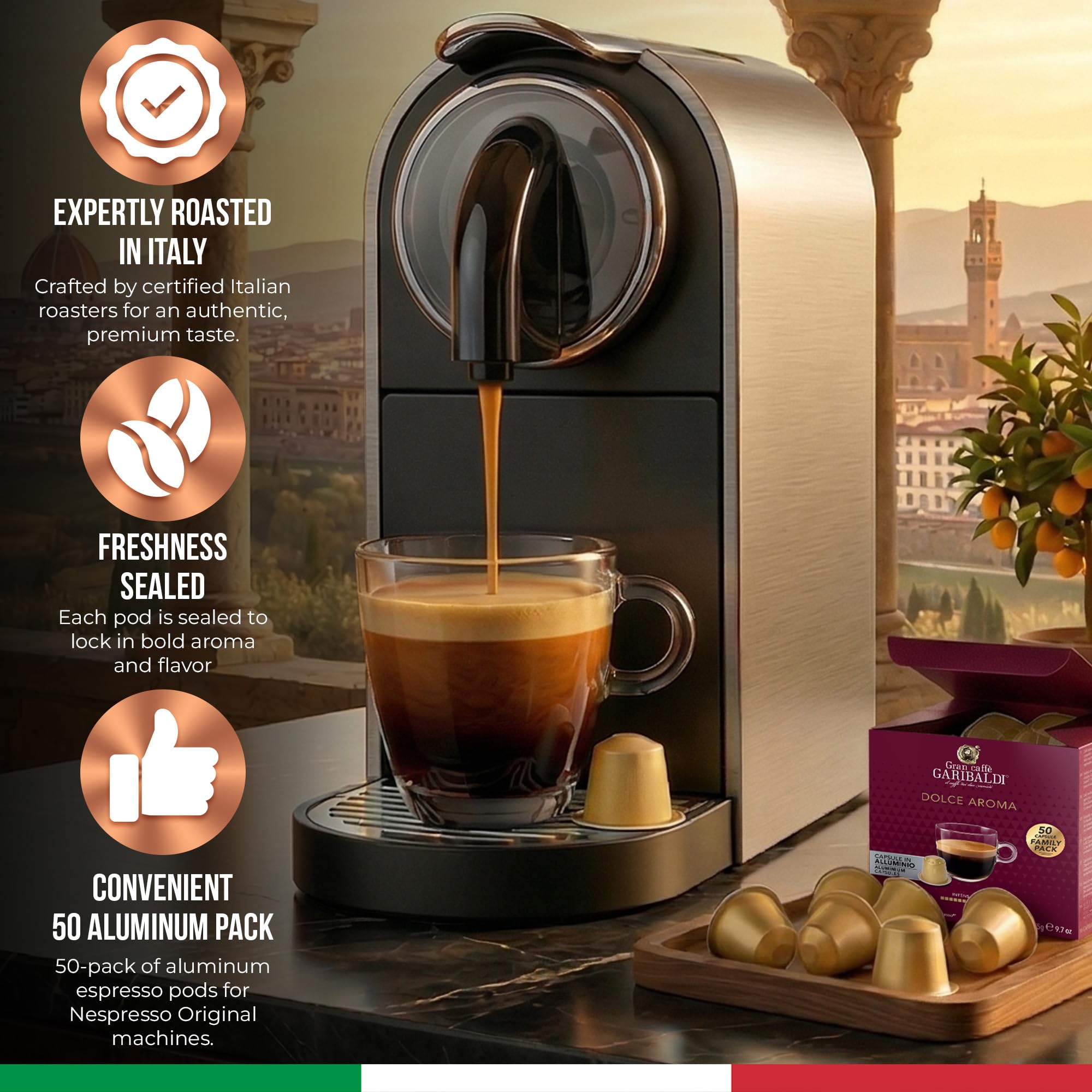 Caffè Garibaldi detalle del aluminio sellado que protege frescura