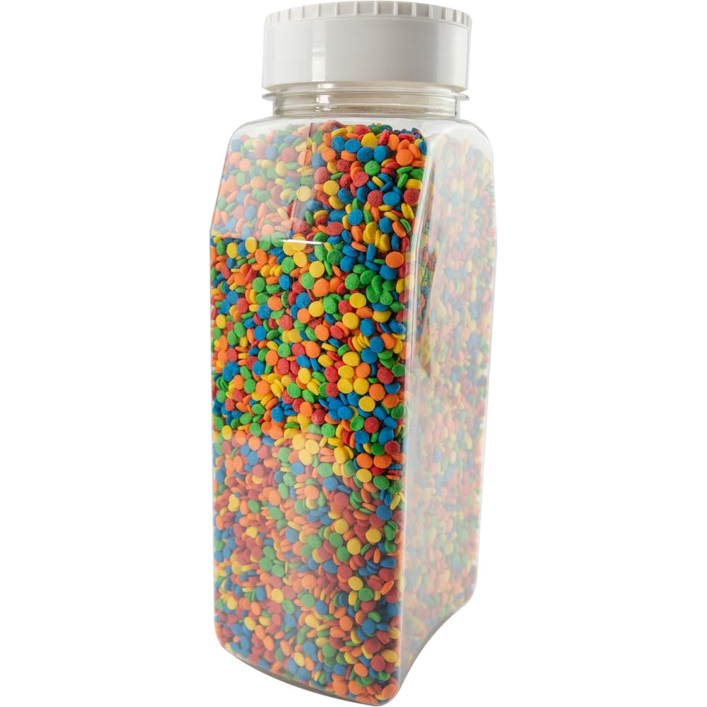 Cake Mate envase frontal de confeti multicolor con tapa dosificadora, ideal para decorar rápidamente