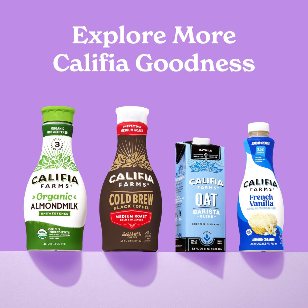 Califia Farms etiqueta de ingredientes indicando opciones veganas