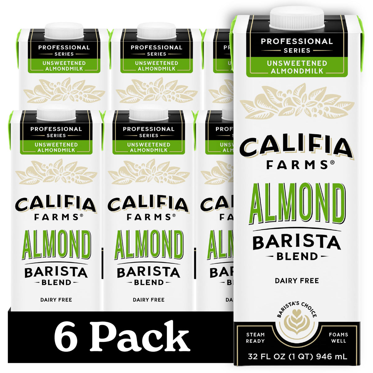 Califia Farms frente del empaque mostrando diseño y tamaño práctico