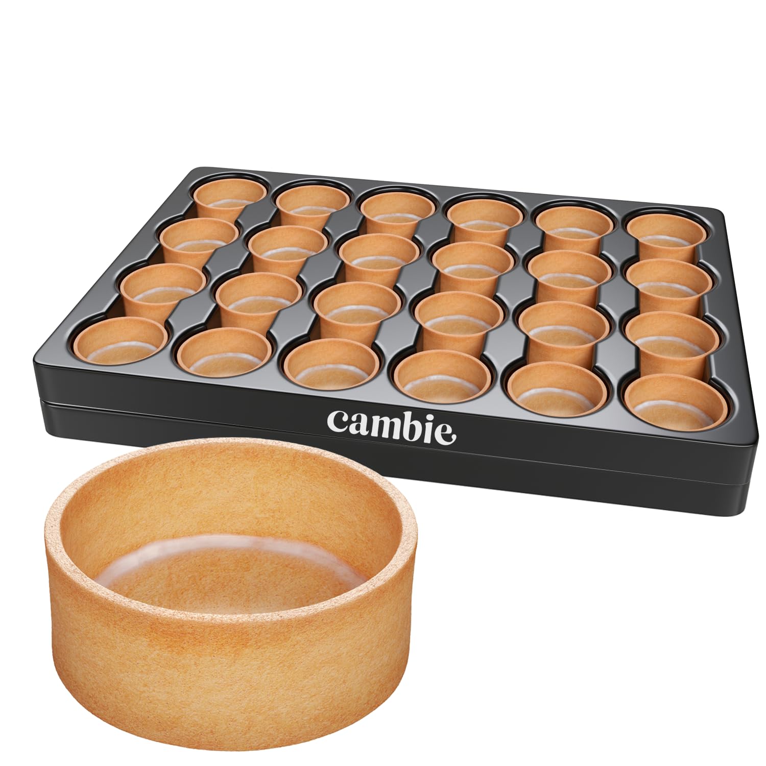 Cambie caja frontal con 96 tartaletas lista para usar, ahorro de tiempo