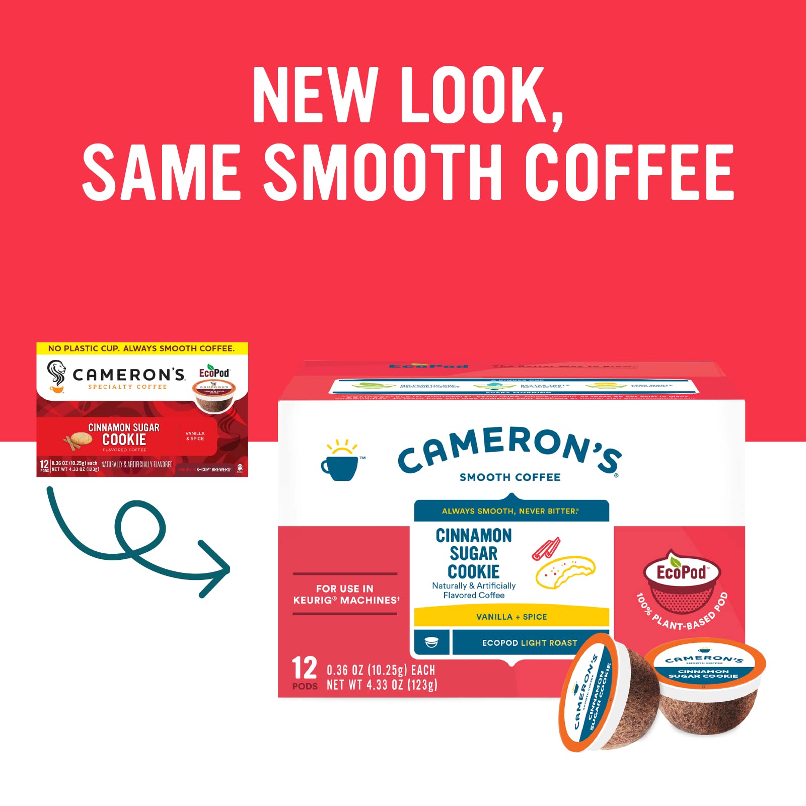 Cameron's Coffee taza humeante preparada con cápsula ofreciendo aroma y disfrute rápido