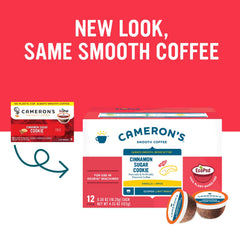 Cameron's Coffee taza humeante preparada con cápsula ofreciendo aroma y disfrute rápido