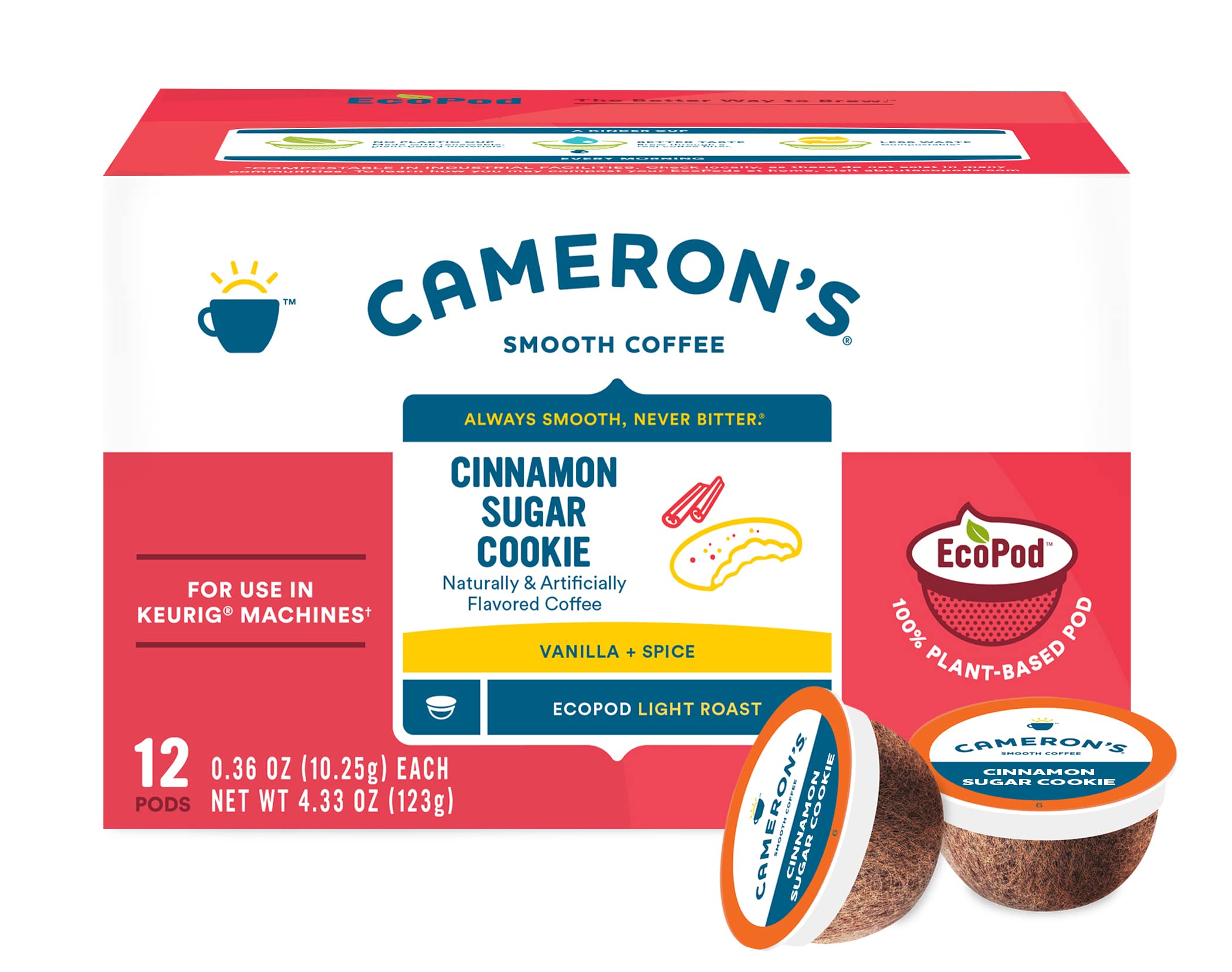 Cameron's Coffee caja abierta con 12 cápsulas para uso doméstico y oficina