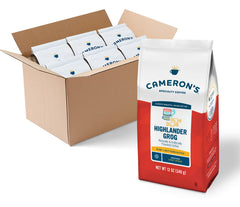 Cameron's Coffee bolsa frontal Highlander Grog mostrando diseño y tamaño, ideal para regalo