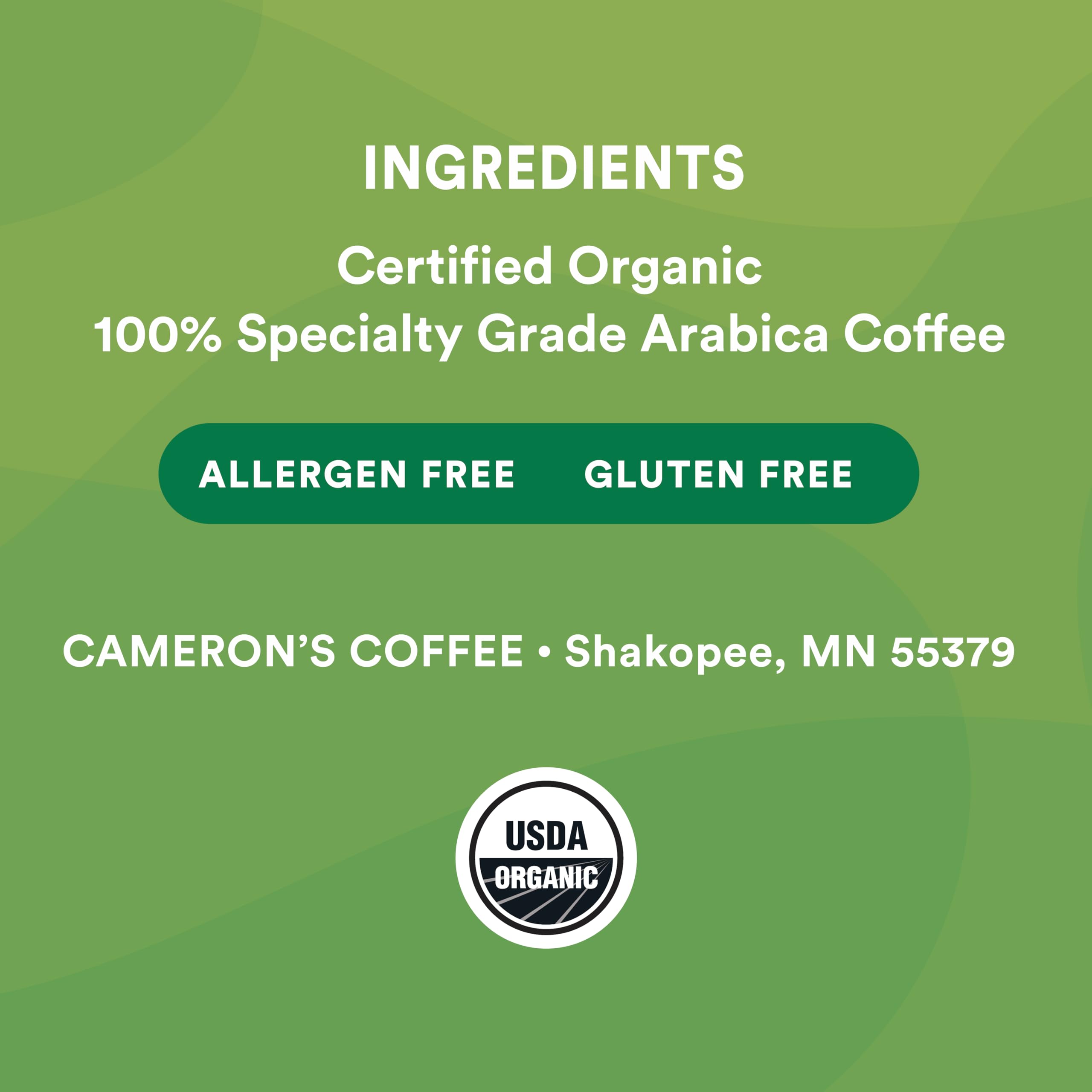 Cameron's Coffee frasco hermético con granos para conservación óptima