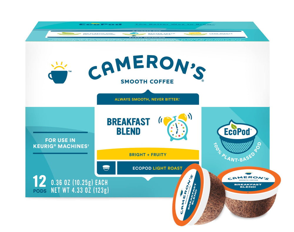 Cameron's Coffee cápsula insertada en máquina Keurig 2.0 para preparación rápida