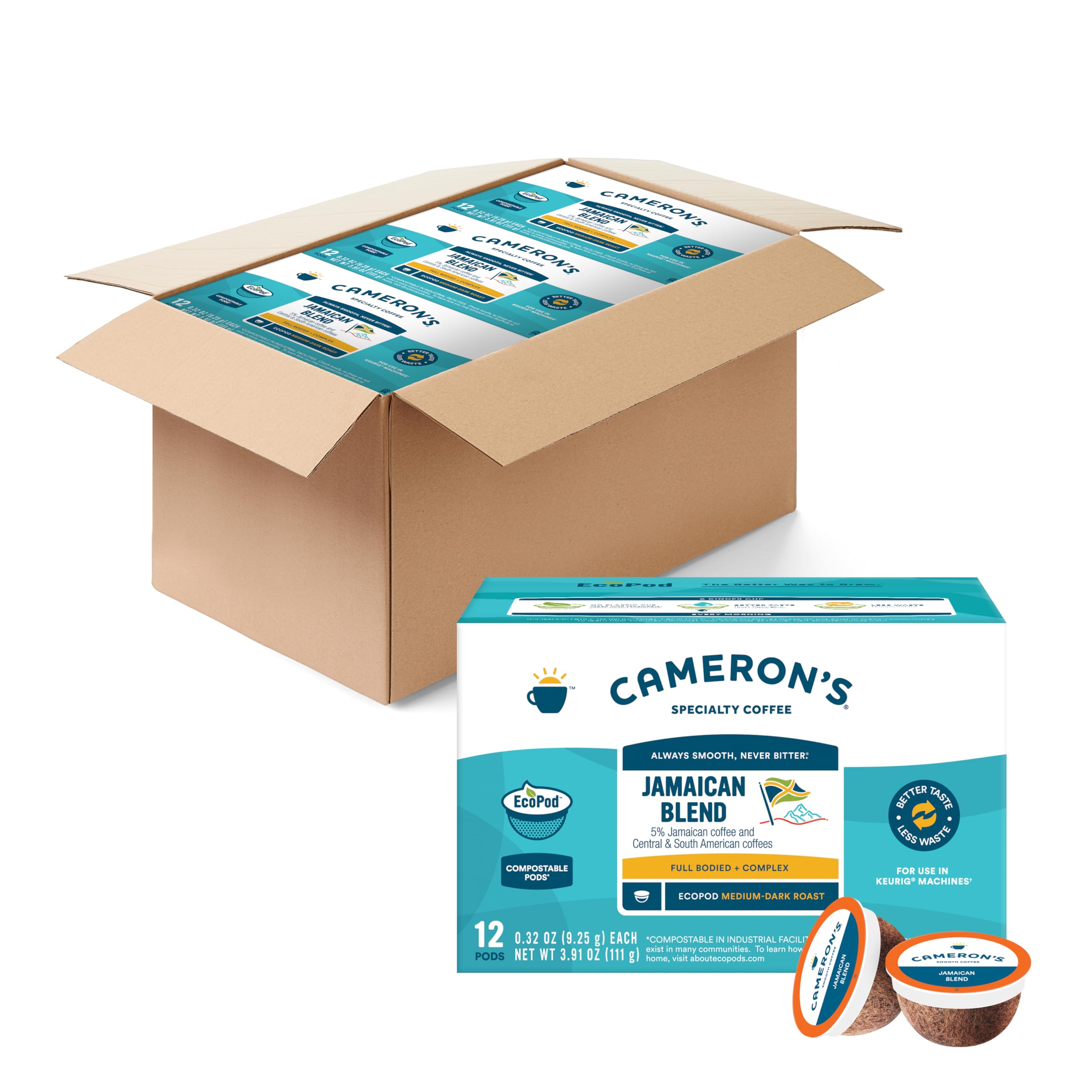 Cameron's Coffee vista frontal del paquete mostrando marca y blend