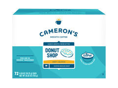 Cameron's Coffee caja frontal que muestra 72 cápsulas, conveniencia inmediata