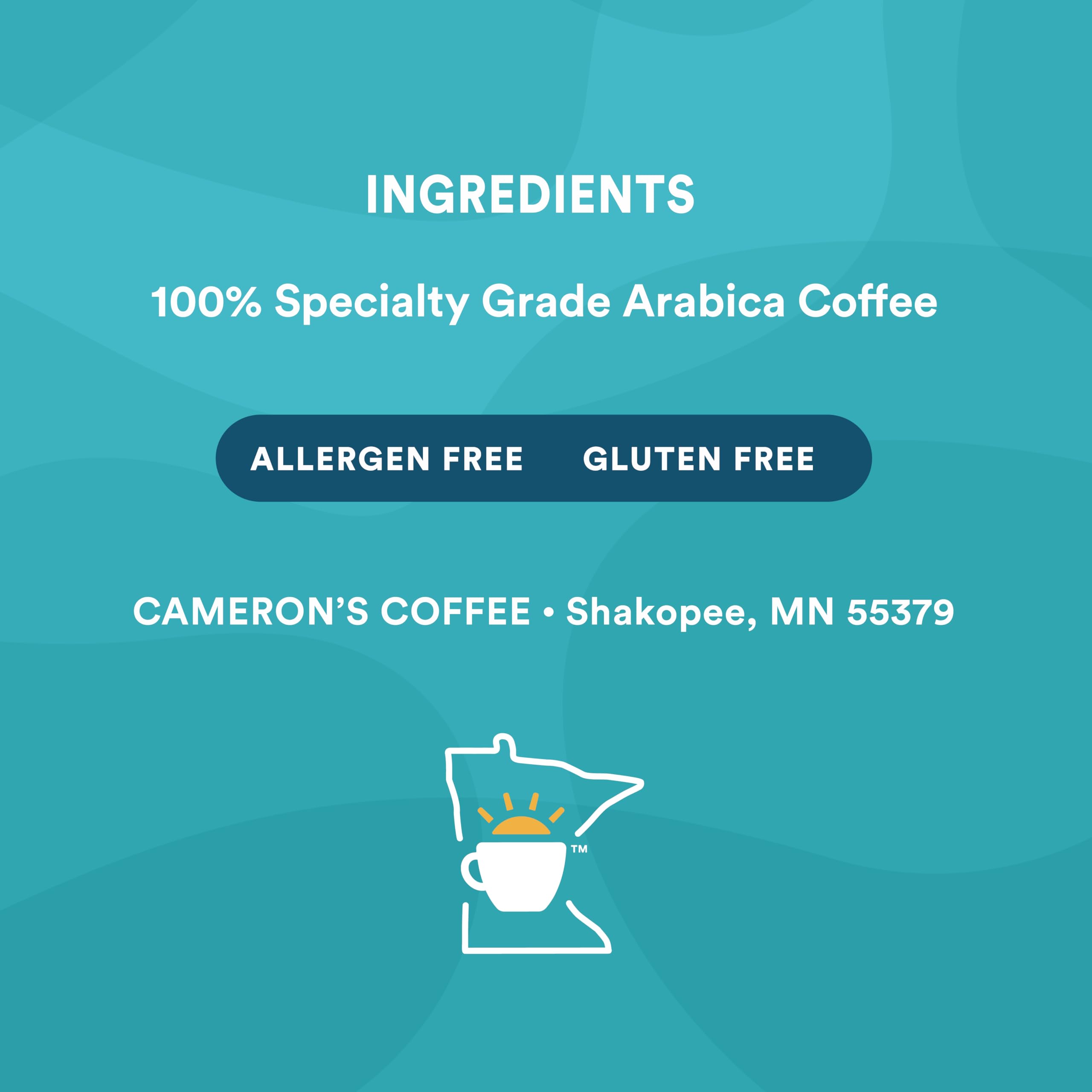 Cameron's Coffee etiqueta con origen Costa Rica y detalles de tueste claro