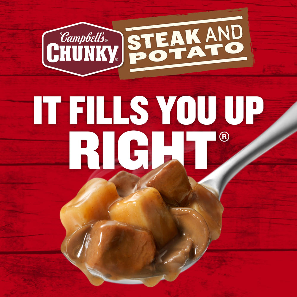 Campbell’s Chunky comparación de tamaño con mano para referencia