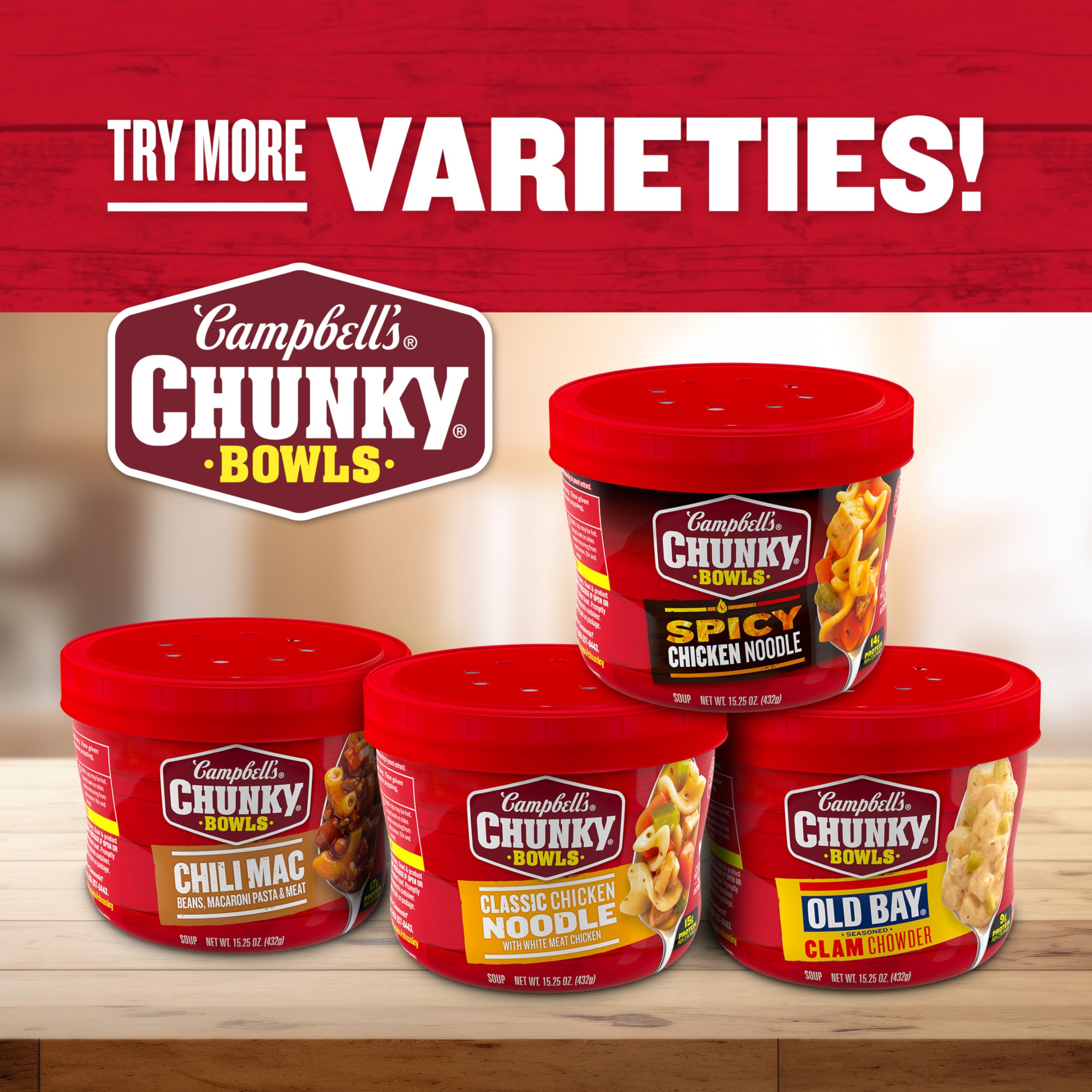 Campbell’s Chunky en escritorio de oficina como comida rápida y práctica