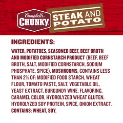 Campbell’s Chunky papas y carne en primer plano mostrando calidad