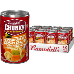 Campbell's Chunky lata al frente, presentación clara y conveniente