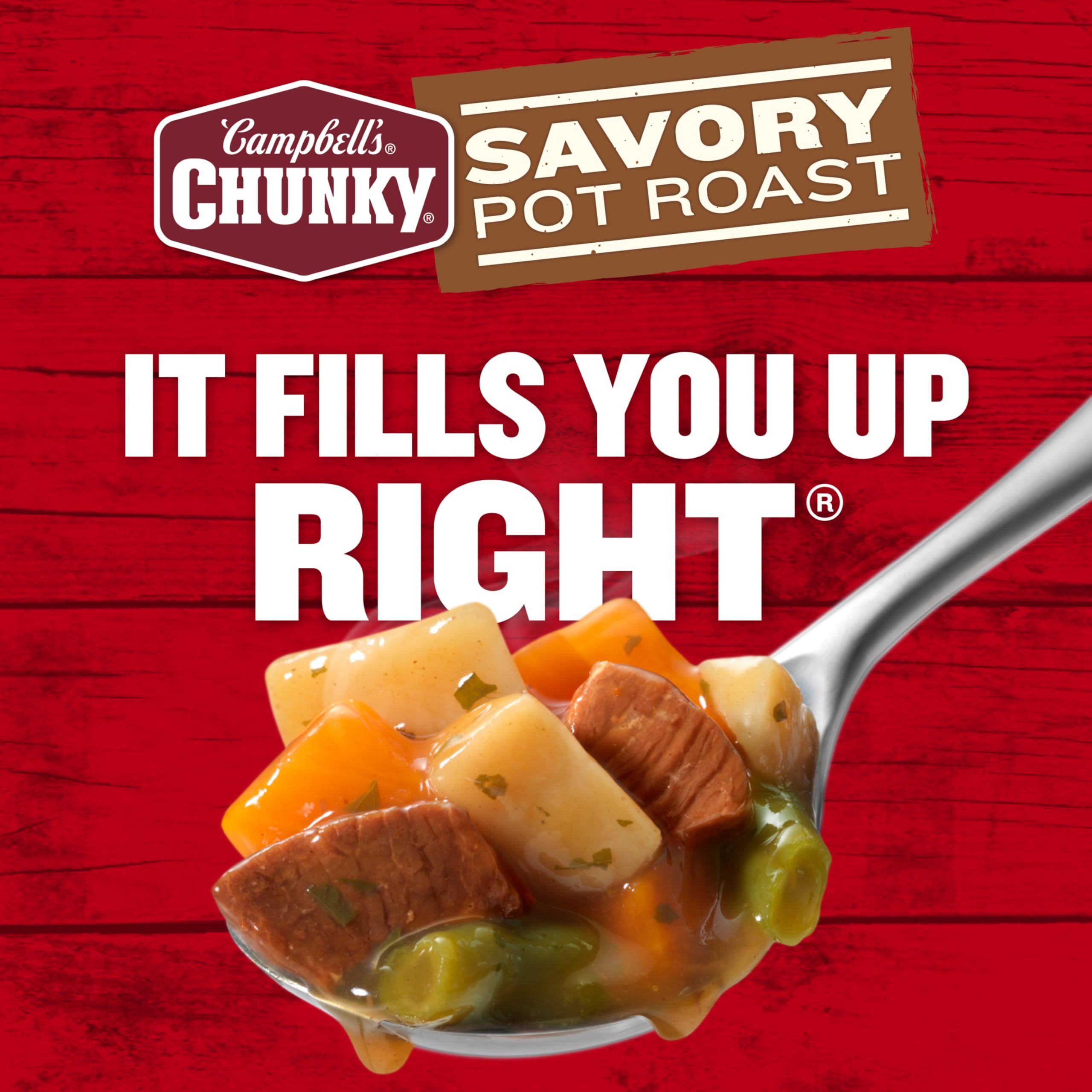 Campbell’s Chunky varias latas apiladas en despensa mostrando almacenamiento eficiente