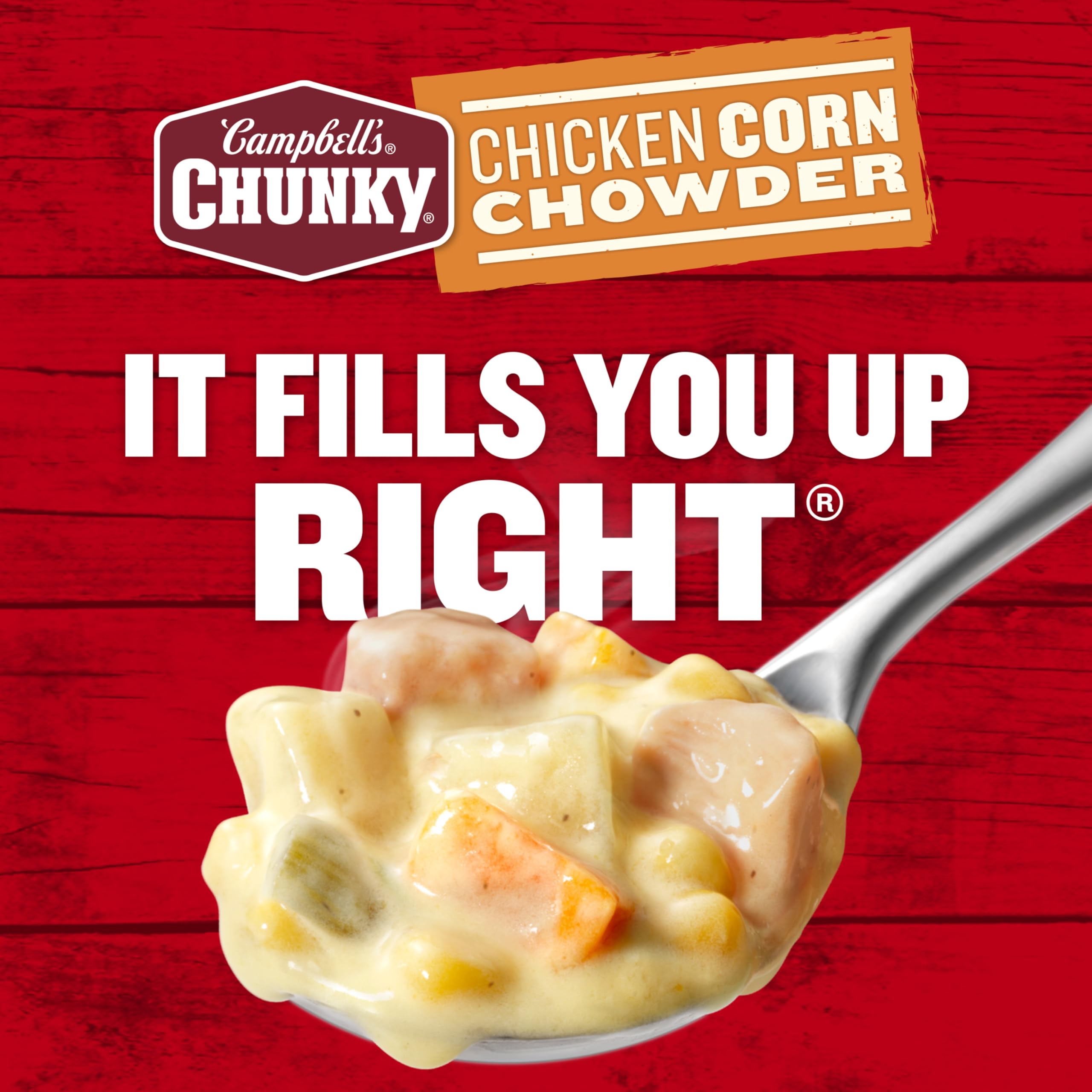 Campbell’s Chunky en entorno de campamento, fácil de calentar al aire libre