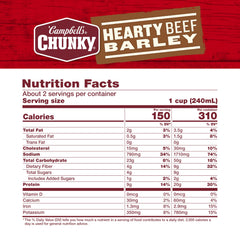 Campbell’s Chunky primer plano de textura con carne y cebada sabrosa