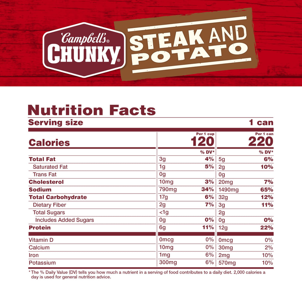 Campbell’s Chunky primer plano de textura de sopa, trozos visibles