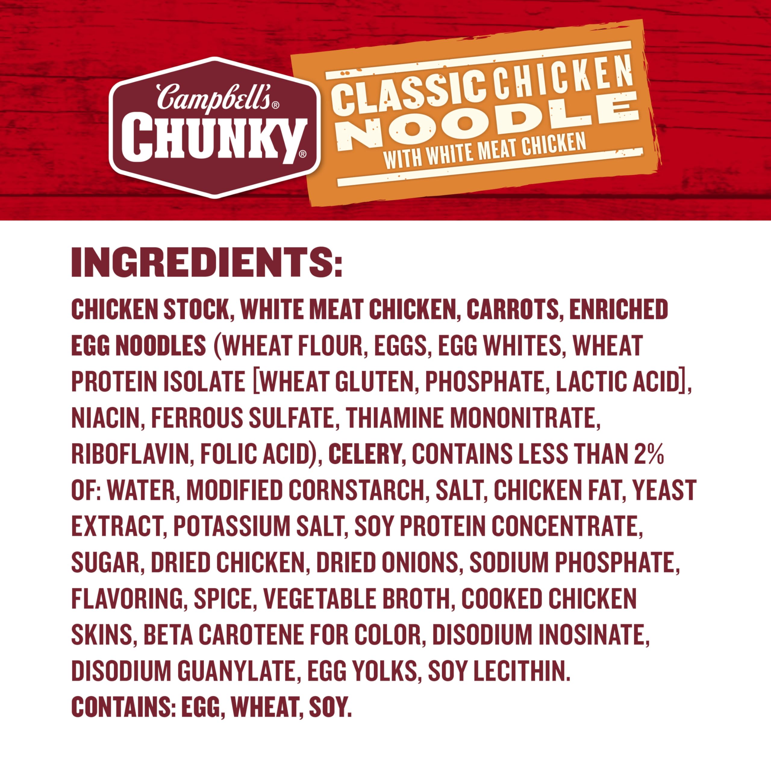 Campbell's Chunky textura en cuchara muestra fideos y caldo reconfortante