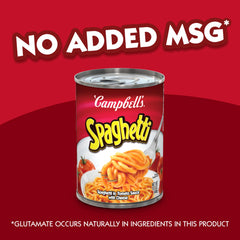 Campbell's espagueti servido en cuchara listo para comer, práctico y rápido