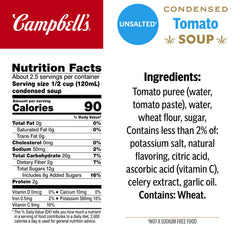 Campbell's detalle de etiqueta con ingredientes y ventaja sin sal añadida