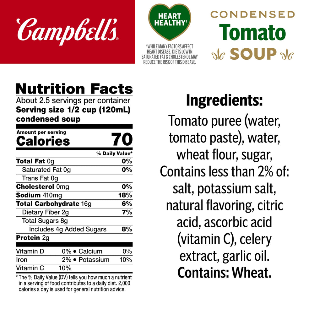 Campbell’s detalle de etiqueta con información nutricional clara y beneficios