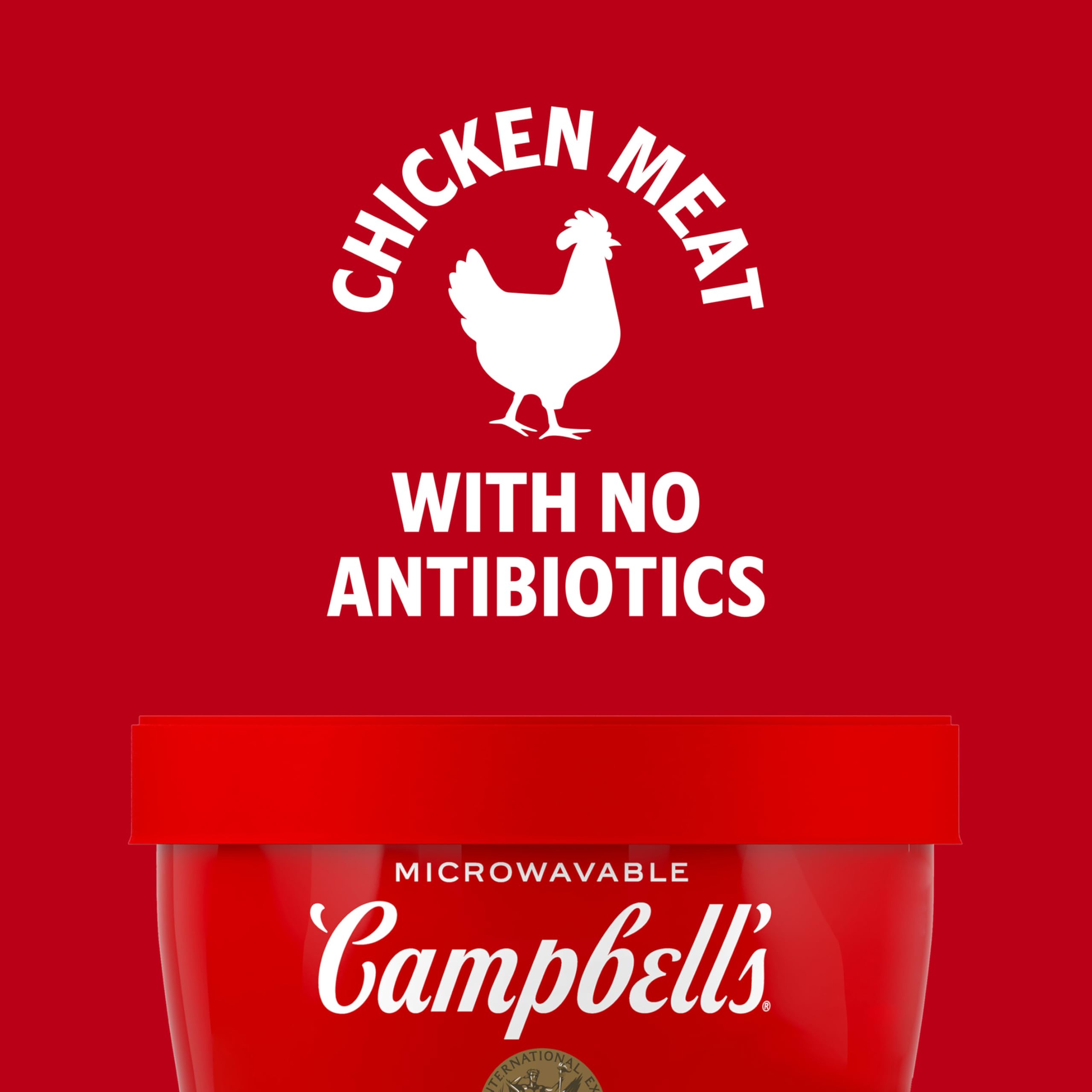 Campbell's primer plano de fideos y caldo resaltando textura y sabor hogareño