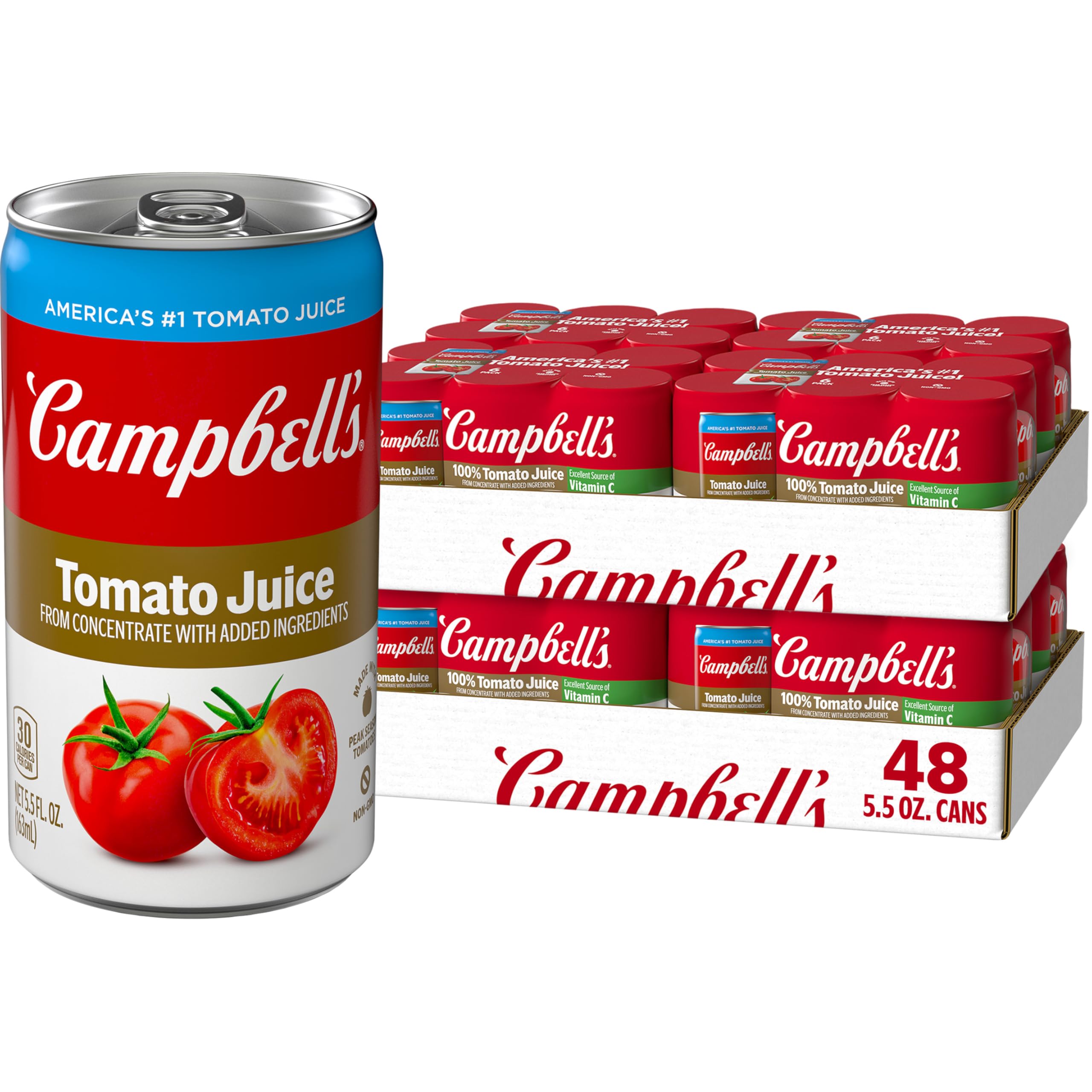Campbell's pack de 48 latas mostrando frontales y conveniencia
