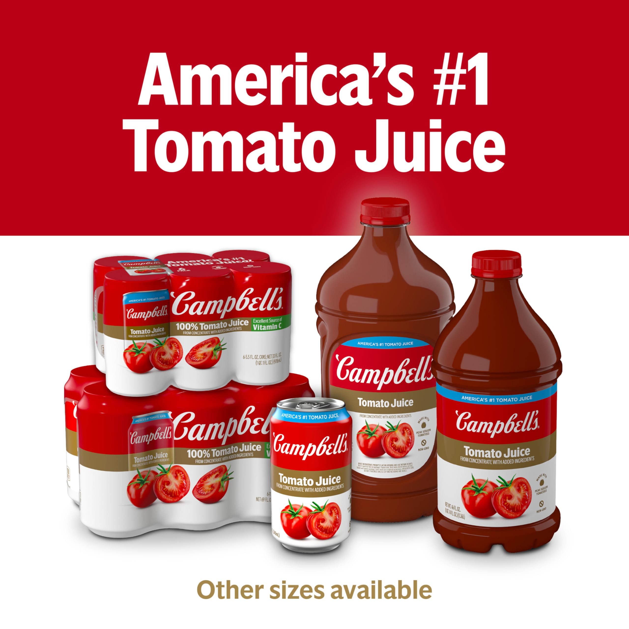 Campbell's tomates en rama que ilustran origen y sabor natural