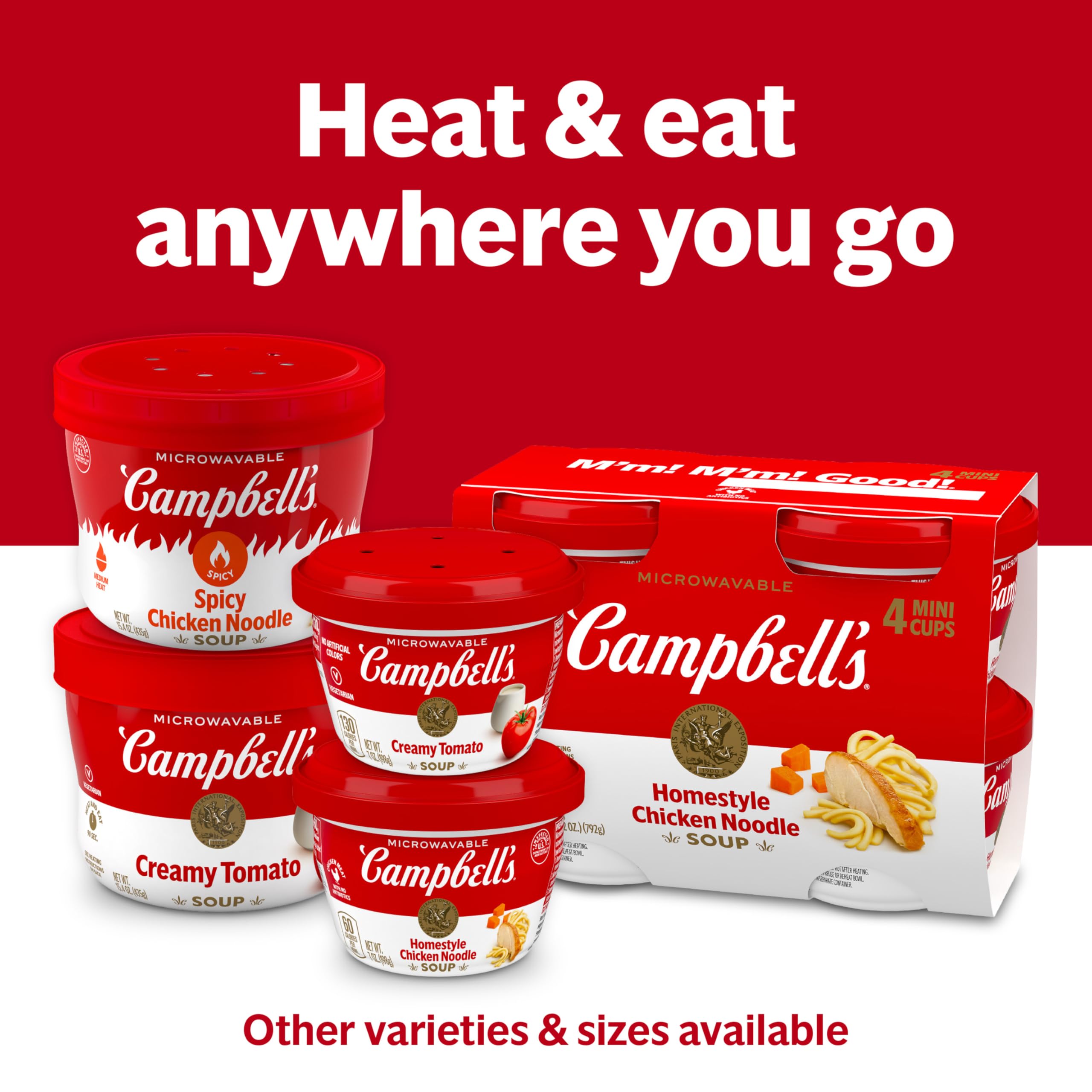Campbell's comparación de porción mostrando tamaño práctico para snacks