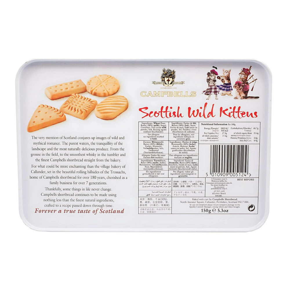 Campbells Shortbread lata abierta con surtido de galletas listo para servir