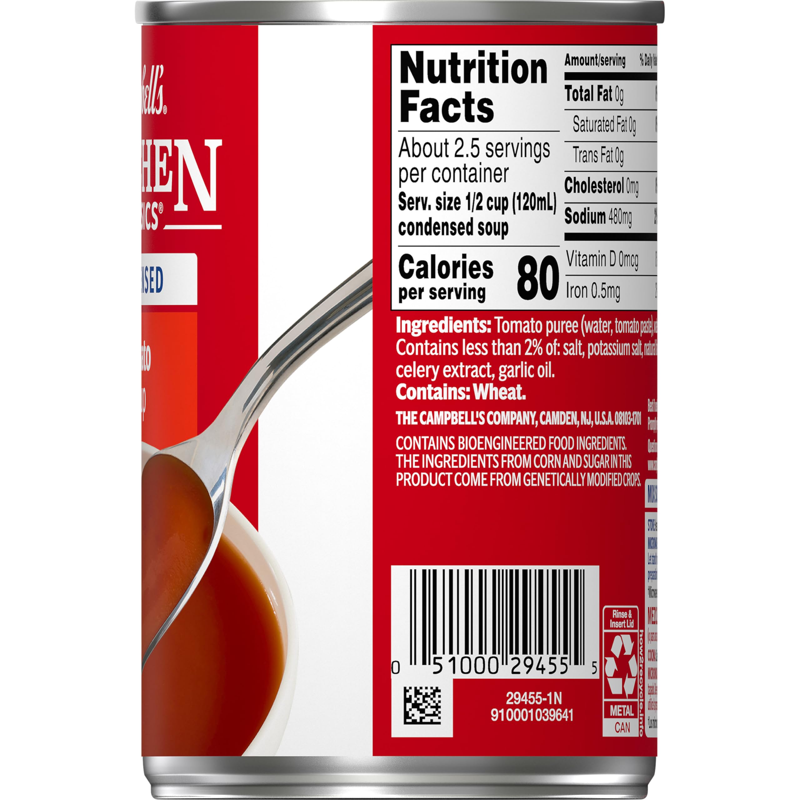 Campbell's pack de 12 junto a regla para comparar tamaño y cantidad