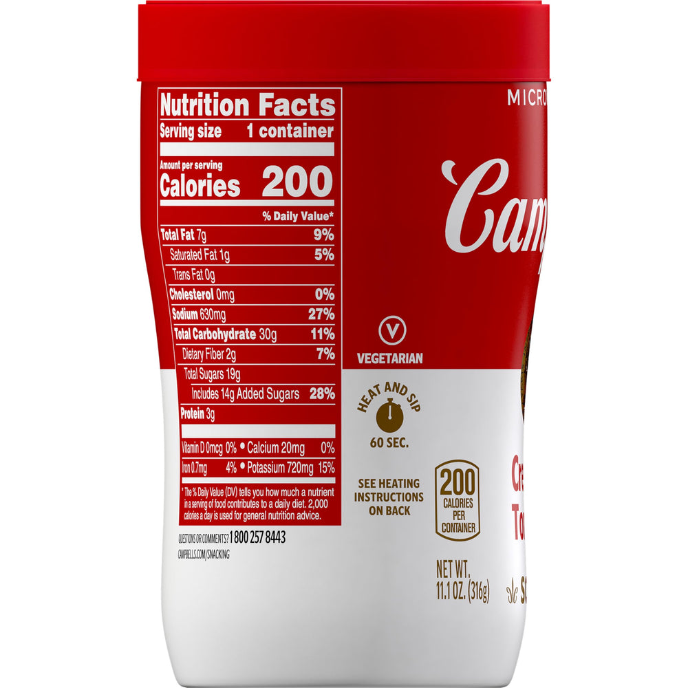 Campbell's etiqueta nutricional clara para conocer ingredientes y alérgenos