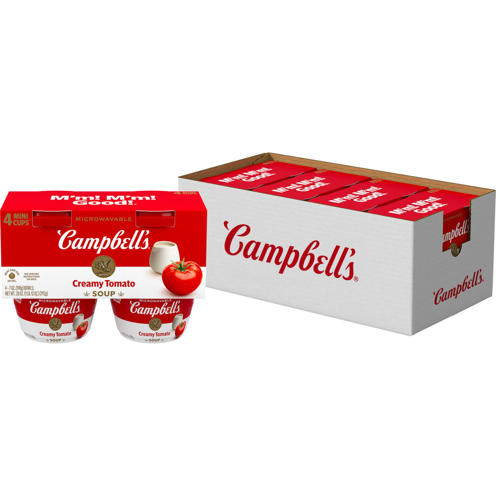 Campbell's tazón 7 oz frente mostrando la marca y conveniencia