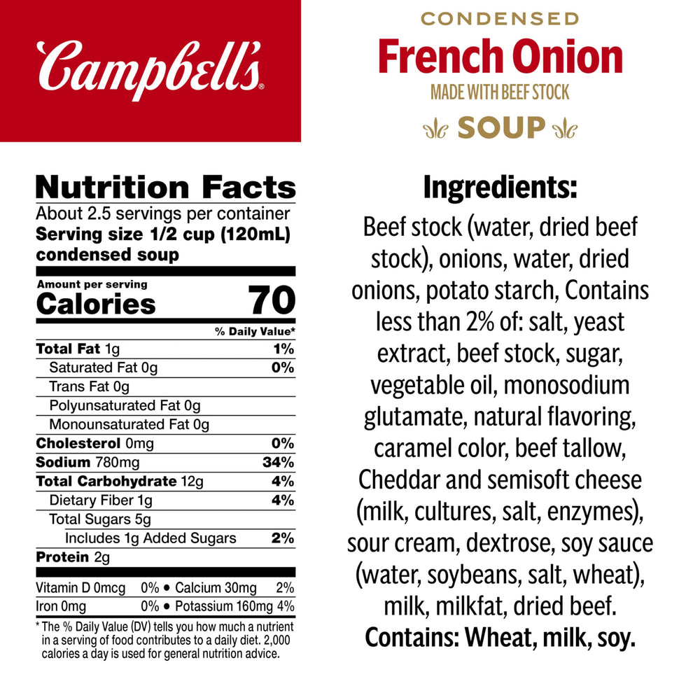 Campbell's textura de cebolla cocida cerca, sabor meloso visible