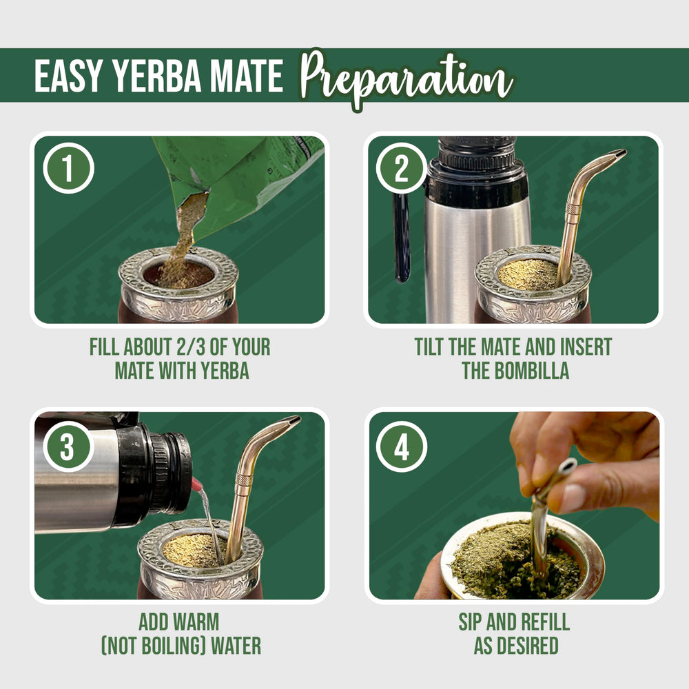 Canarias mate tradicional con bombilla listo para consumir, sabor intenso