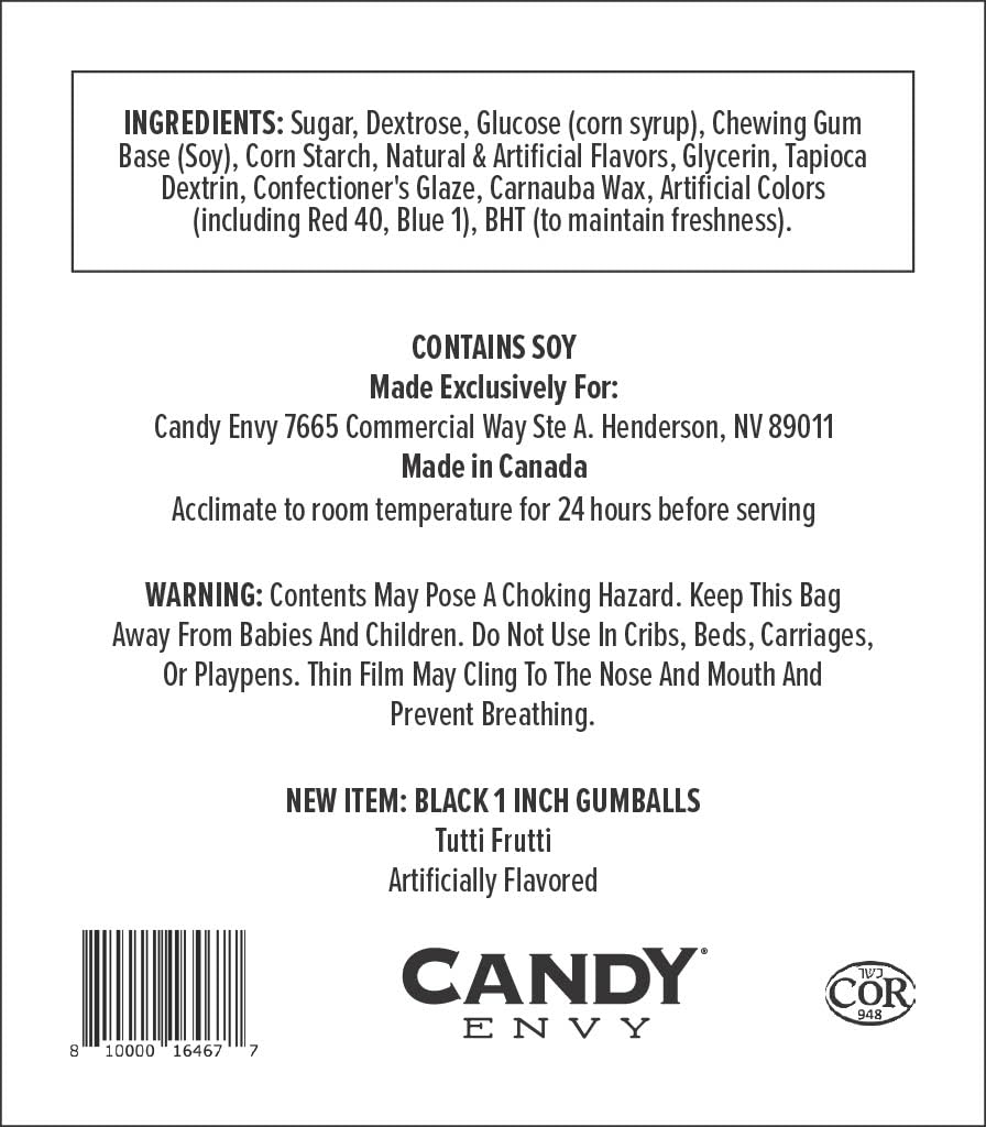 Candy Envy bolsa con etiqueta y certificado Kosher visible y clara